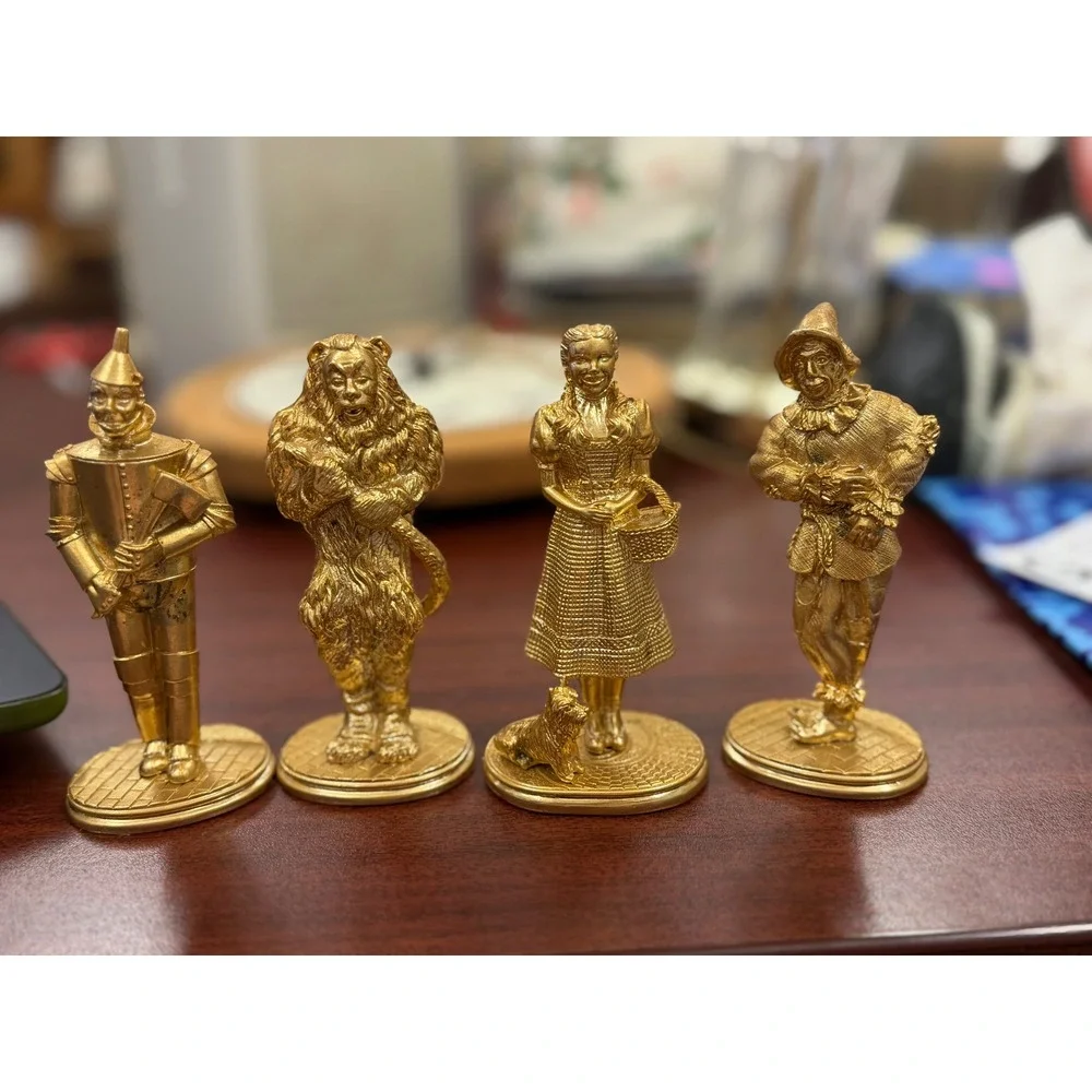 Wizard of Oz 24K Gold Plated Statue Set Carver E Tripp 1989 Commemorative 4pc